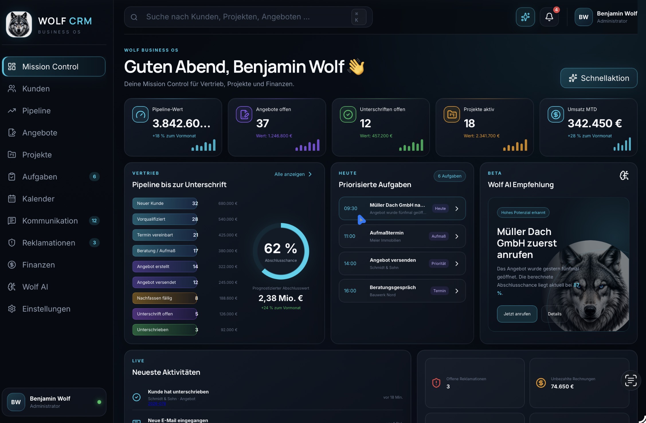 WOLF CRM Mission Control
